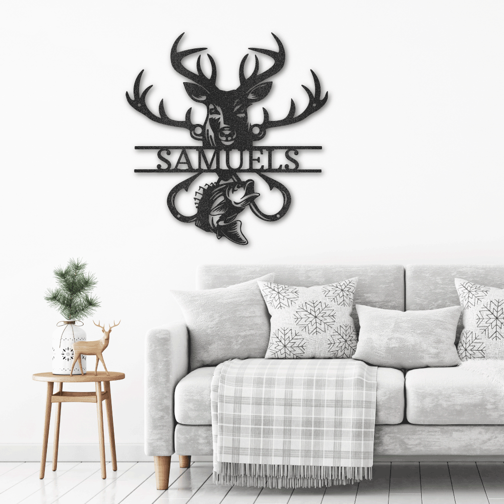 Custom Outdoorsman Monogram Metal Wall Art