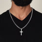 Personalized Steel Cross On Cuban Link Chain For Dad With Meaningful Message Card - Never Forget That I Love You