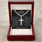 Personalized Steel Cross On Cuban Link Chain For Dad With Meaningful Message Card - Never Forget That I Love You