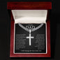 Personalized Steel Cross On Cuban Link Chain For Dad With Meaningful Message Card - Never Forget That I Love You