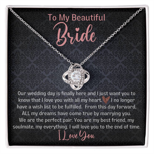 To My Bride, Groom To Bride Wedding Gift, Love Knot Necklace From Groom, Wedding Day Gifts For Bride From Groom