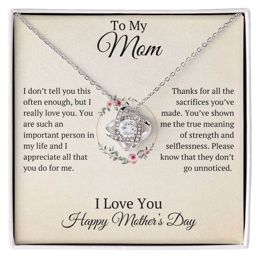 To My Mom Love Knot Necklace - Happy Mother's Day - Jewelry Gift To Mom