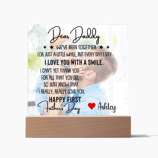 Happy First Father's Day Personalized Photo Acrylic Plaque - Heartfelt Gift For The New Dad