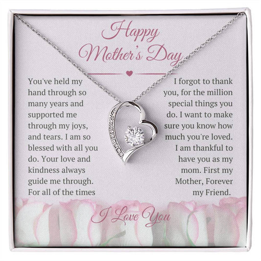 Mothers Day Heart Necklace Gift For Mom, Gift To Mom