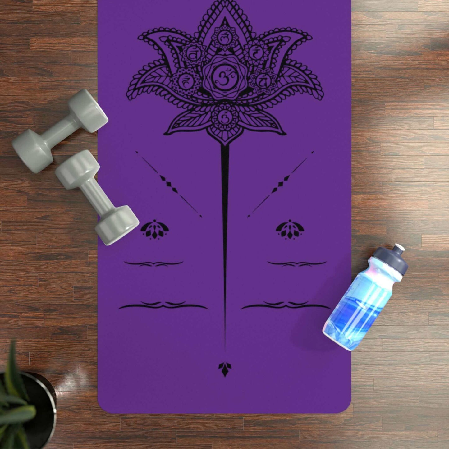 Rubber Yoga Mat With Alignment System Purple