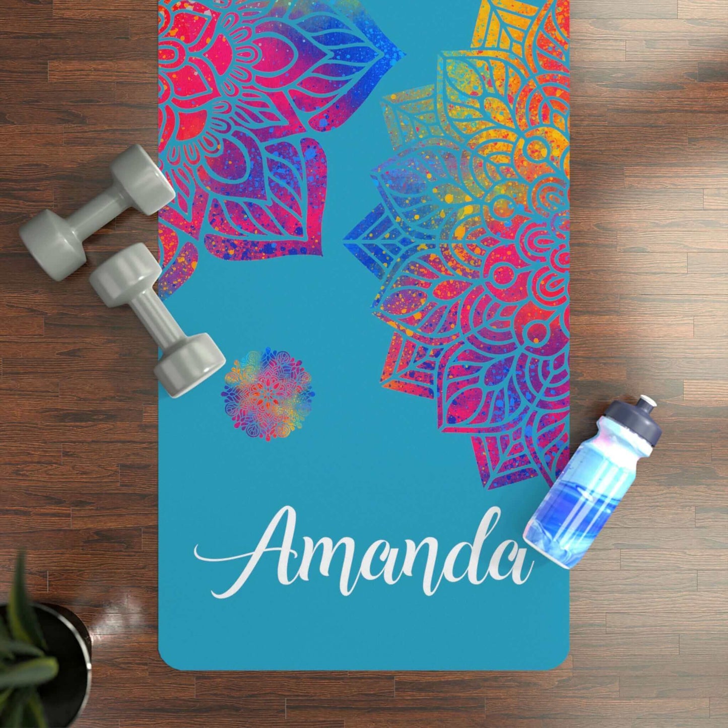 Custom Yoga Mat - Personalized Name Mandala Design
