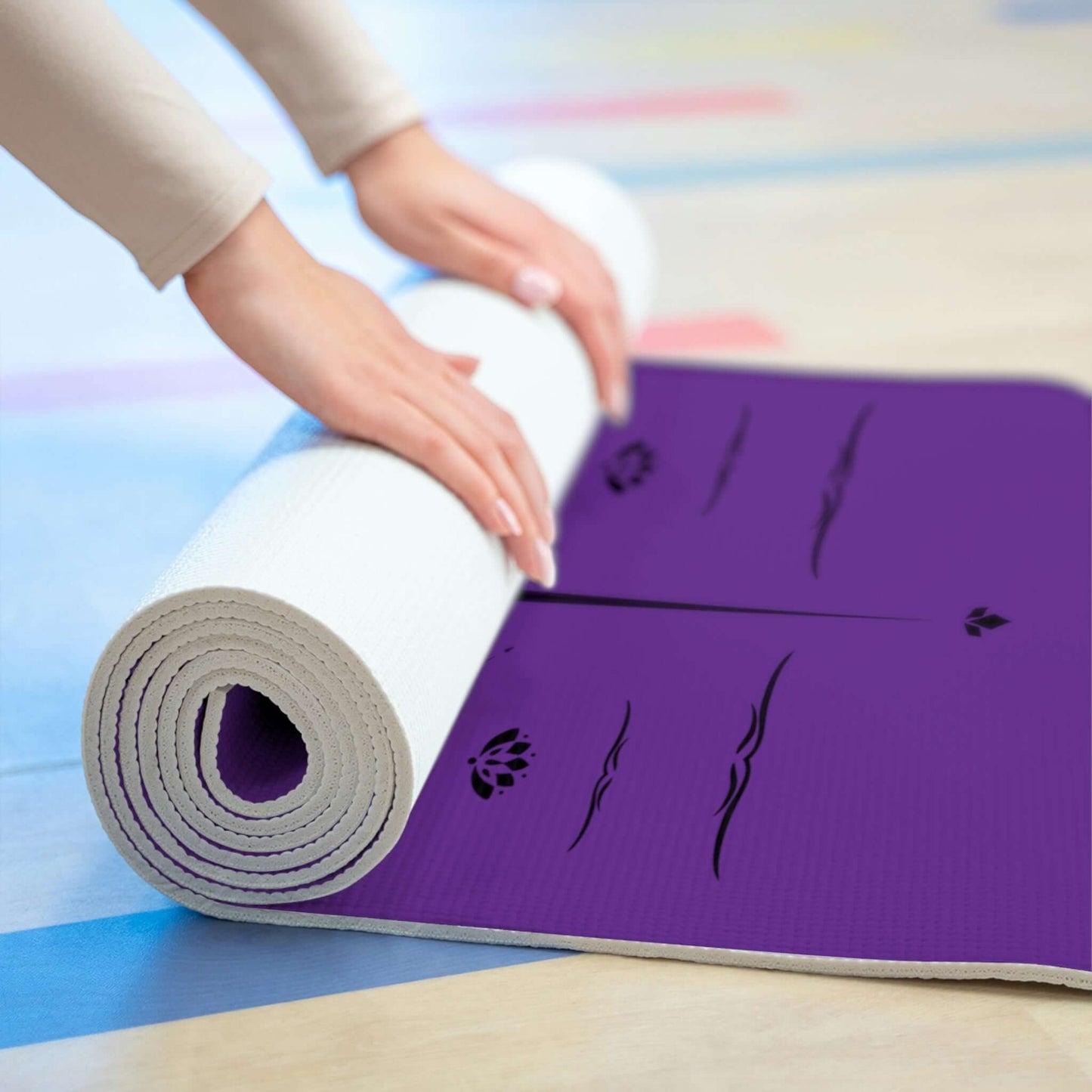 Foam Yoga Mat With Alignment System Purple