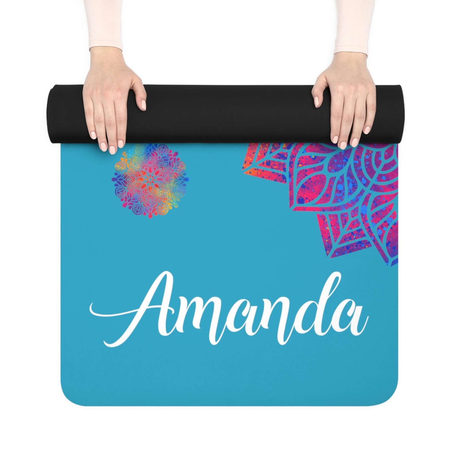 Custom Yoga Mat - Personalized Name Mandala Design
