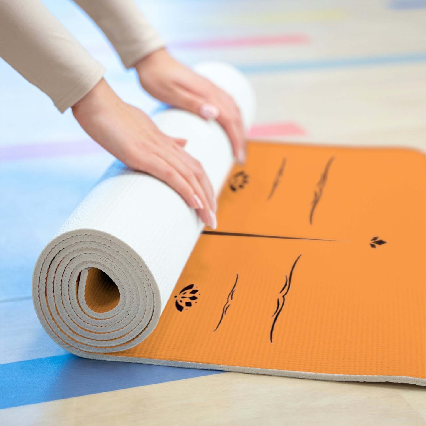 Foam Yoga Mat For Men - Skeleton Retro Alignment Align Design