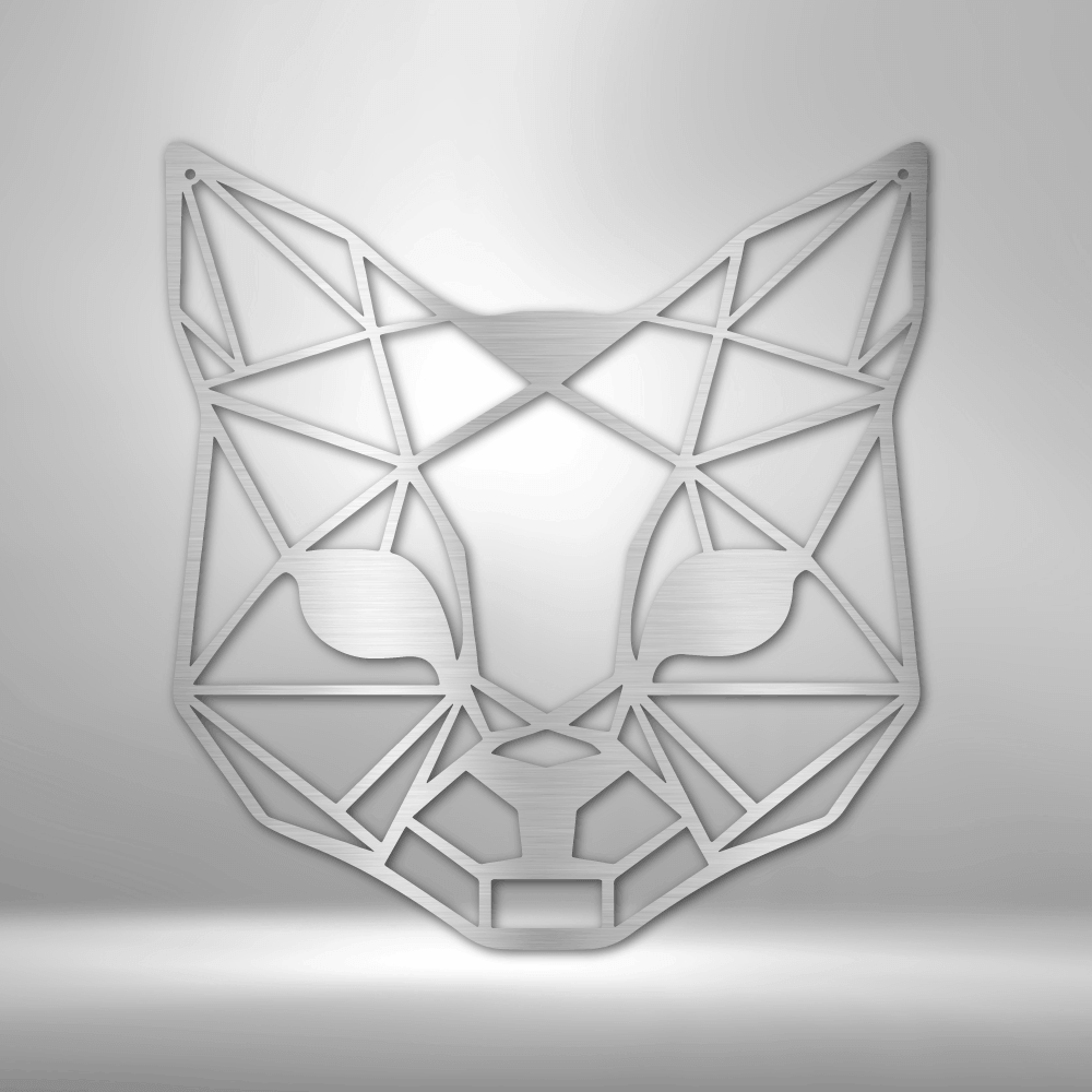 Geometric Cat - Steel Sign- Metal Wall Art - Cat Metal Sign Home Decor