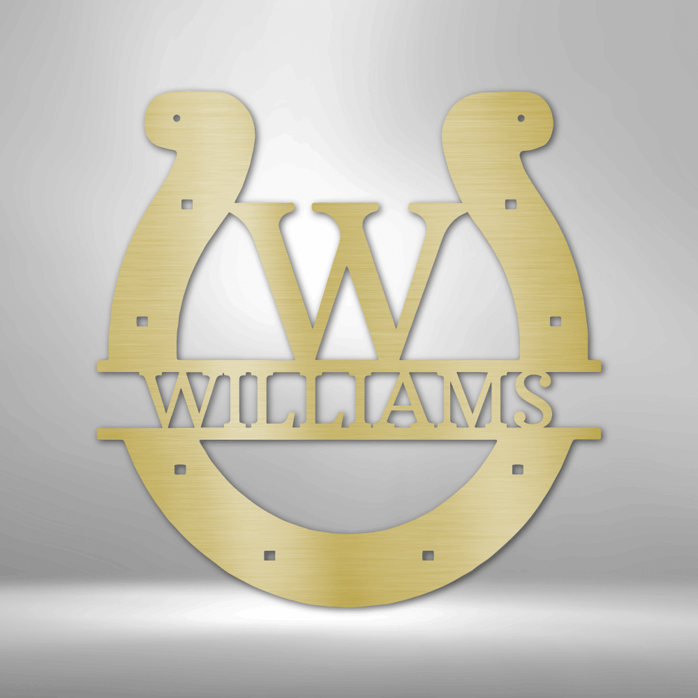 Custom Horseshoe Monogram - Steel Sign - Personalized Family Name Metal Wall Sign