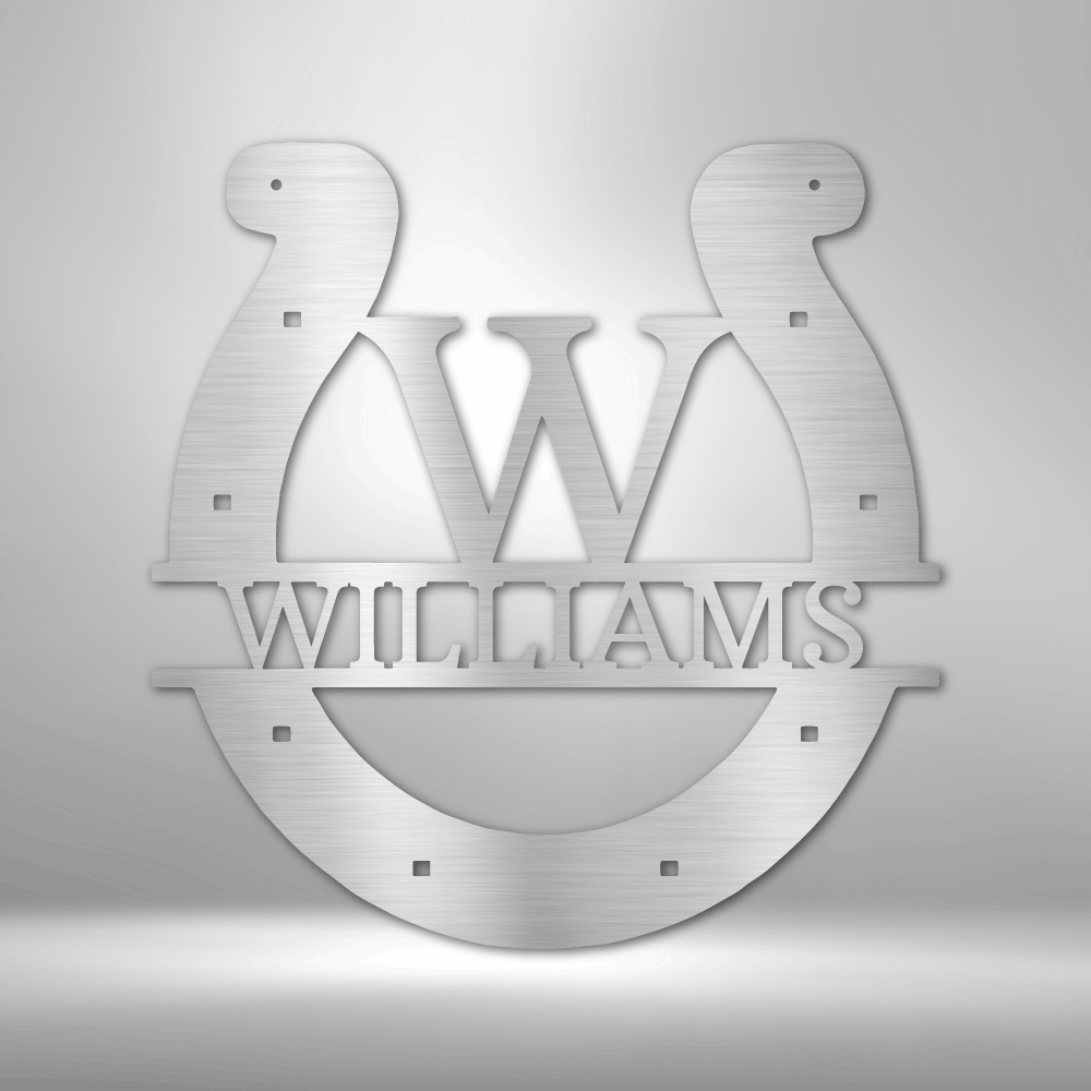 Custom Horseshoe Monogram - Steel Sign - Personalized Family Name Metal Wall Sign
