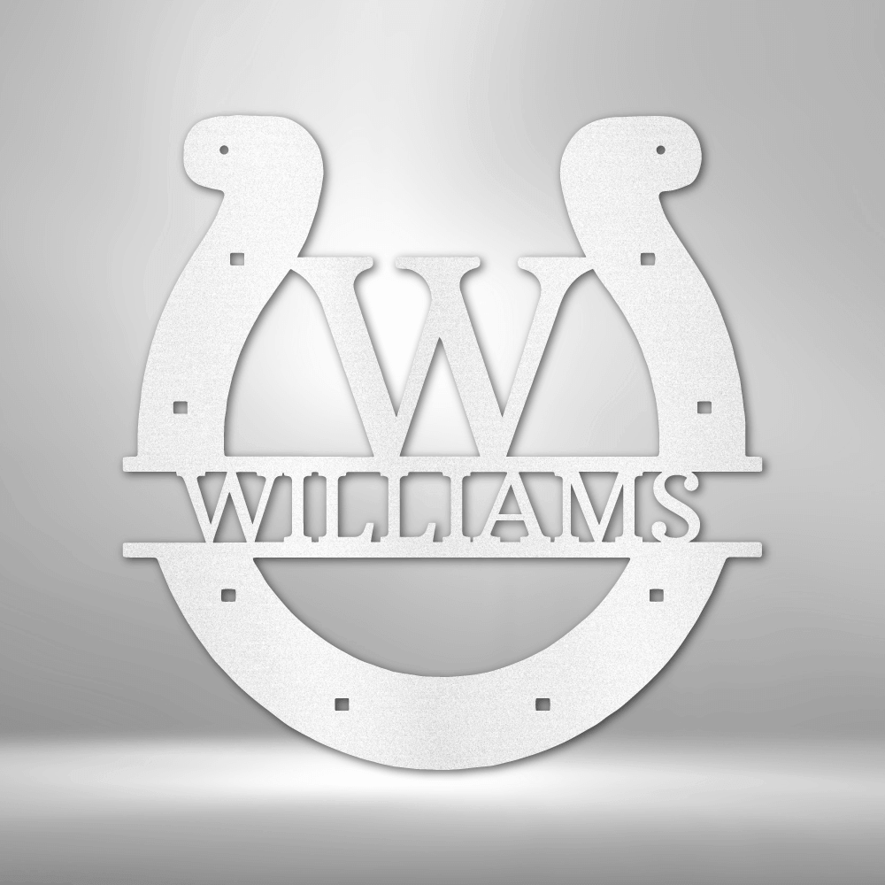 Custom Horseshoe Monogram - Steel Sign - Personalized Family Name Metal Wall Sign