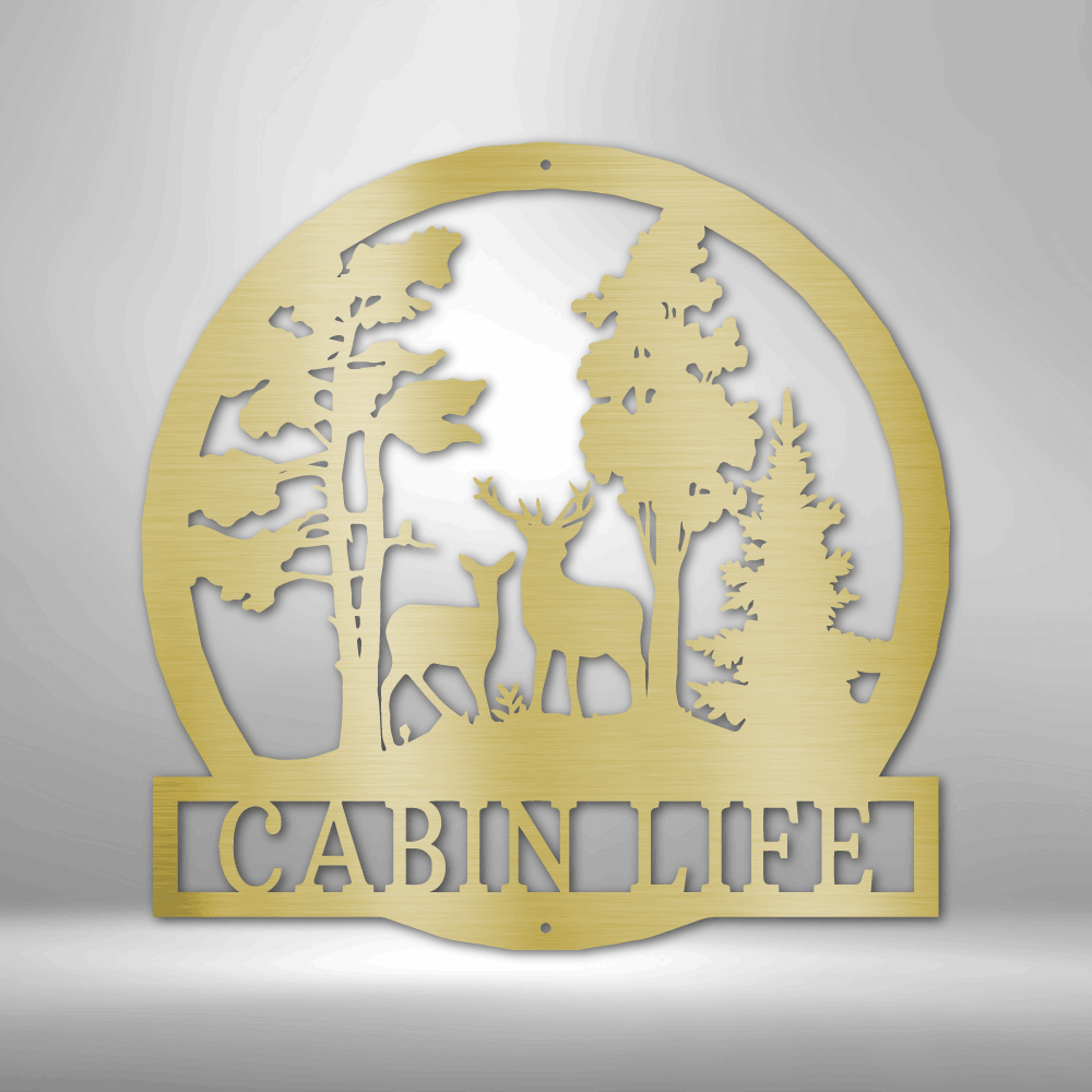 Deer in the Woods Cabin Life Metal Wall Art Sign