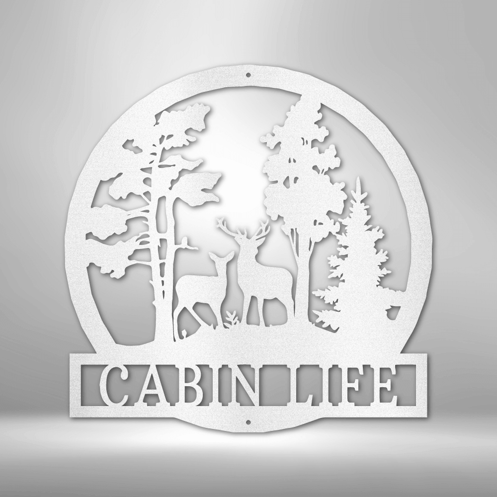 Deer in the Woods Cabin Life Metal Wall Art Sign