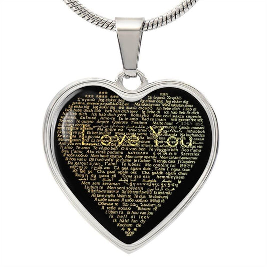 Heart Pendant I Love You Necklace In 120 Languages In Miniature Text On Heart-Shaped Pendant Necklace, I Love You Necklace For Girlfriend, Wife, Soulmate