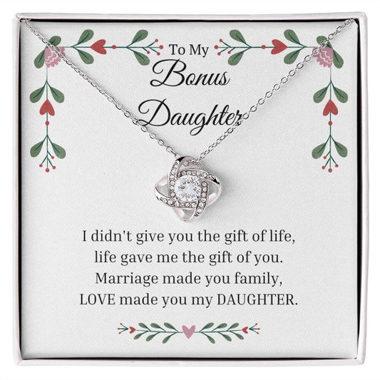 To My Bonus Daughter, Daughter In Law, Necklace Gift From Mother In Law Or Father In Law