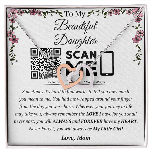 To My Beautiful Daughter Interlocking Heart Necklace - Wrapped Around Your Finger - Always Have My Heart - Love, Mom