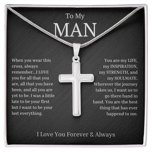 To My Man Cross Chain Necklace, Always Remember I Love You