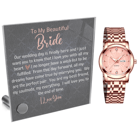 To My Bride - Groom To Bride Wedding Gift - Bride Rose Gold Watch From Groom - Wedding Day Gifts For Bride From Groom