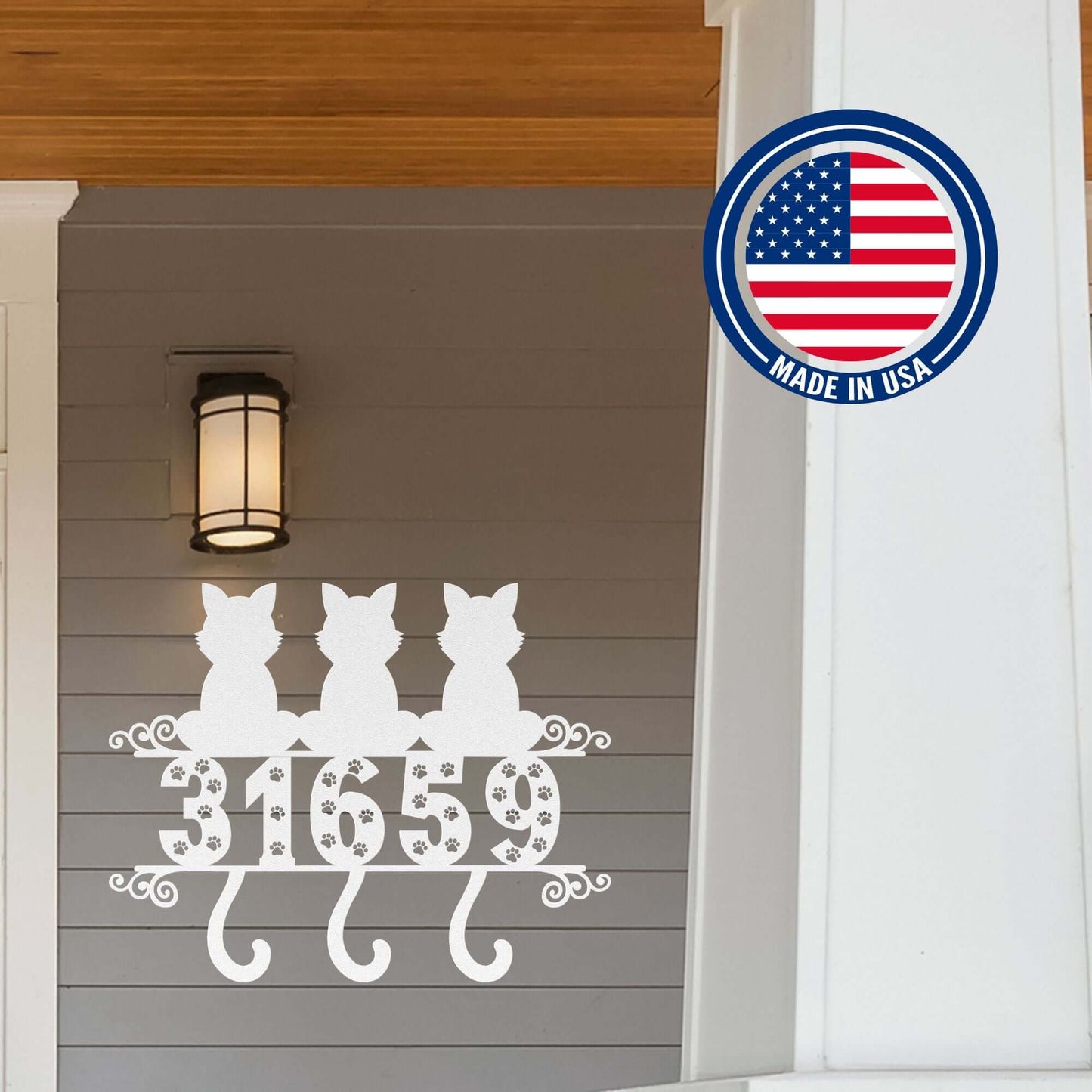 Personalized House Number Plaque, Cat Address Sign