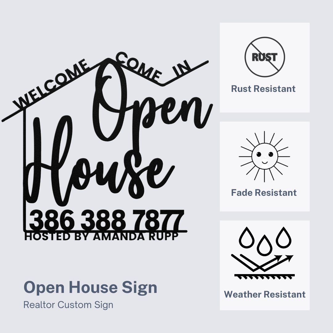 Open House Realtor Welcome Sign Personalized