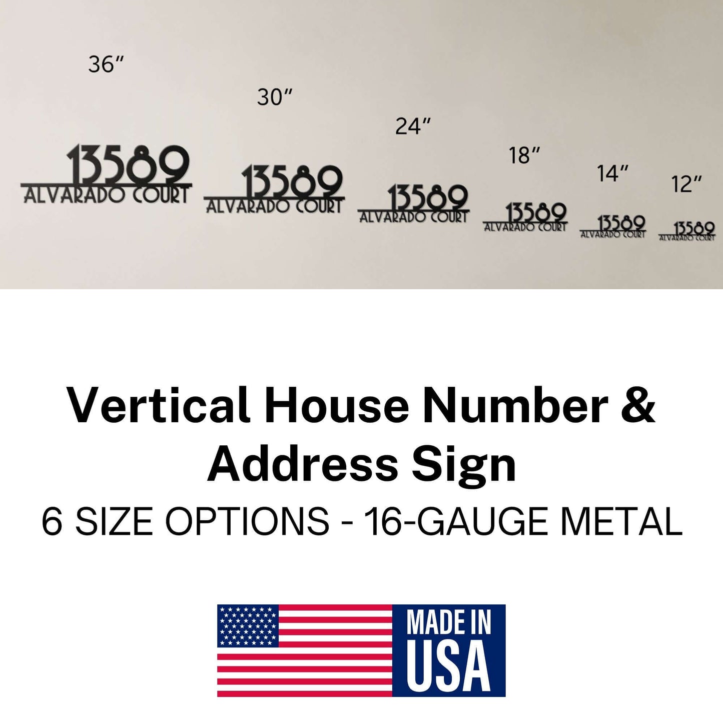 Mid-Century Modern Deco Metal House Number & Address Sign