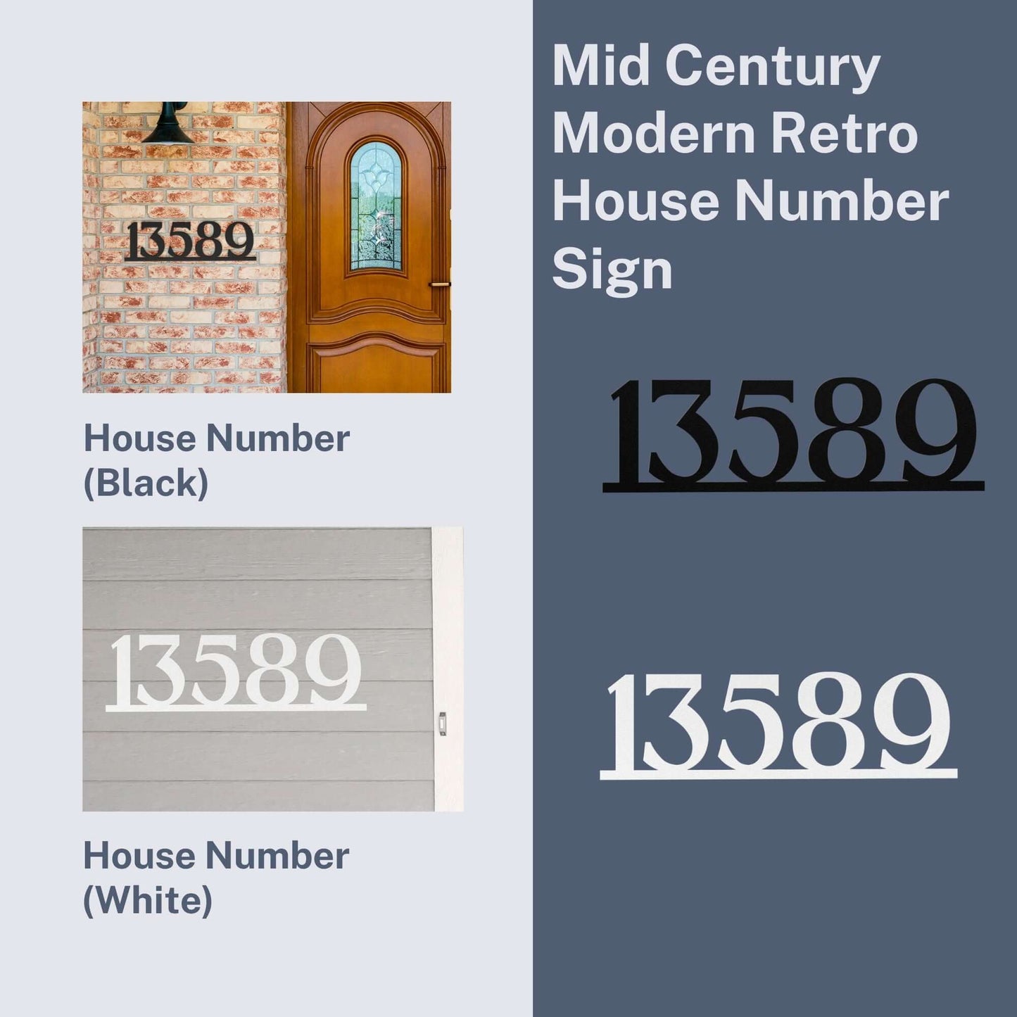 Modern Deco Metal House Number Sign