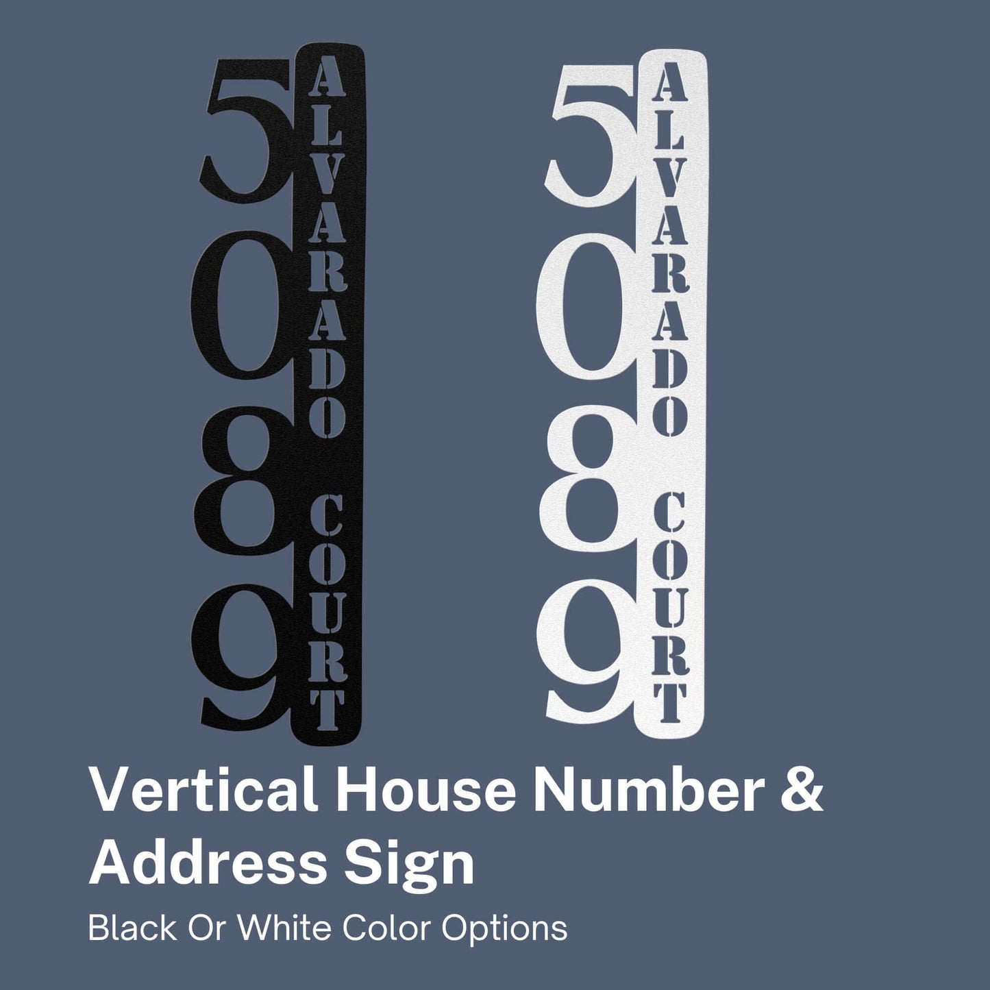 Modern Deco Vertical Metal House Number & Address Sign