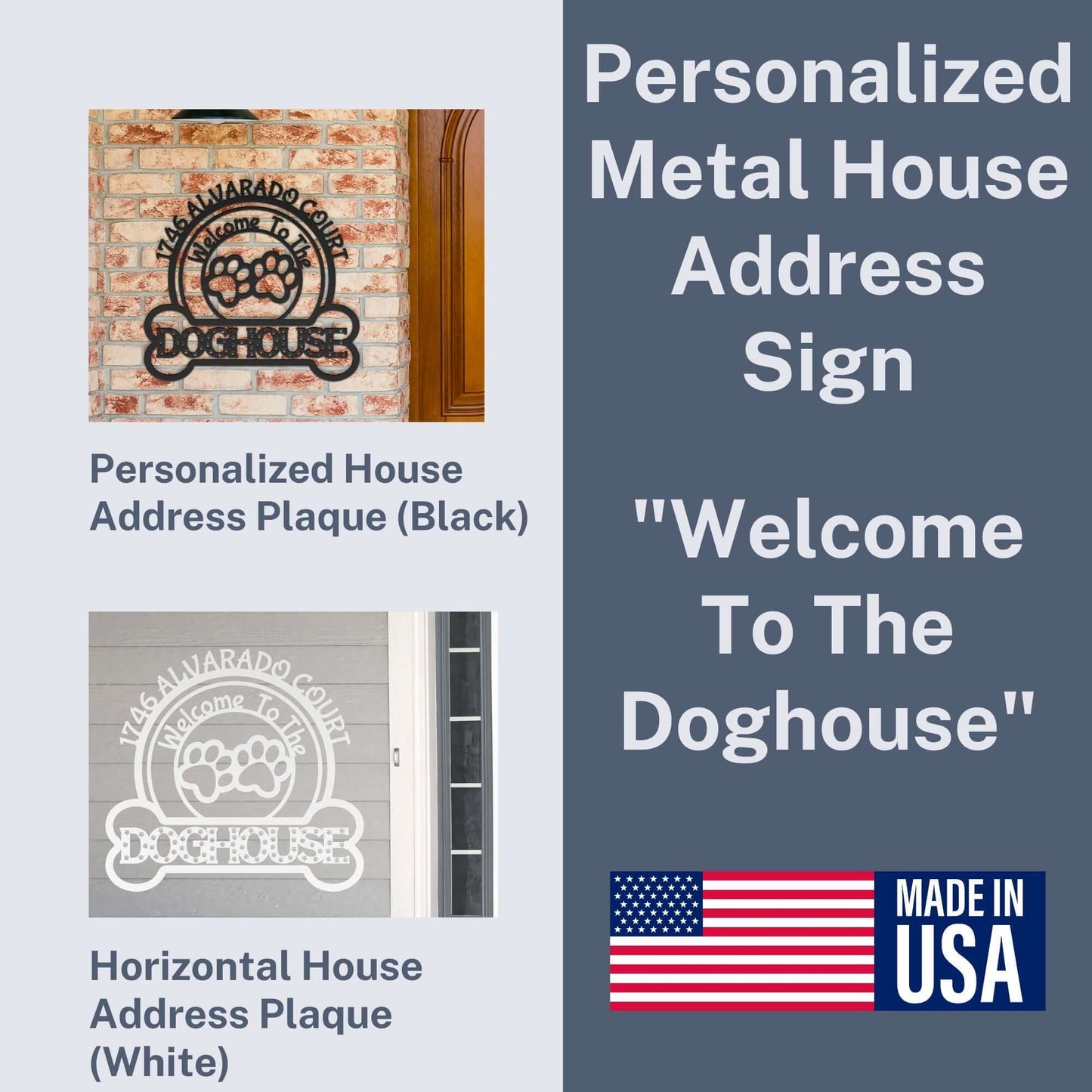 Personalized Welcome To The Doghouse Metal House Number & Address Sign