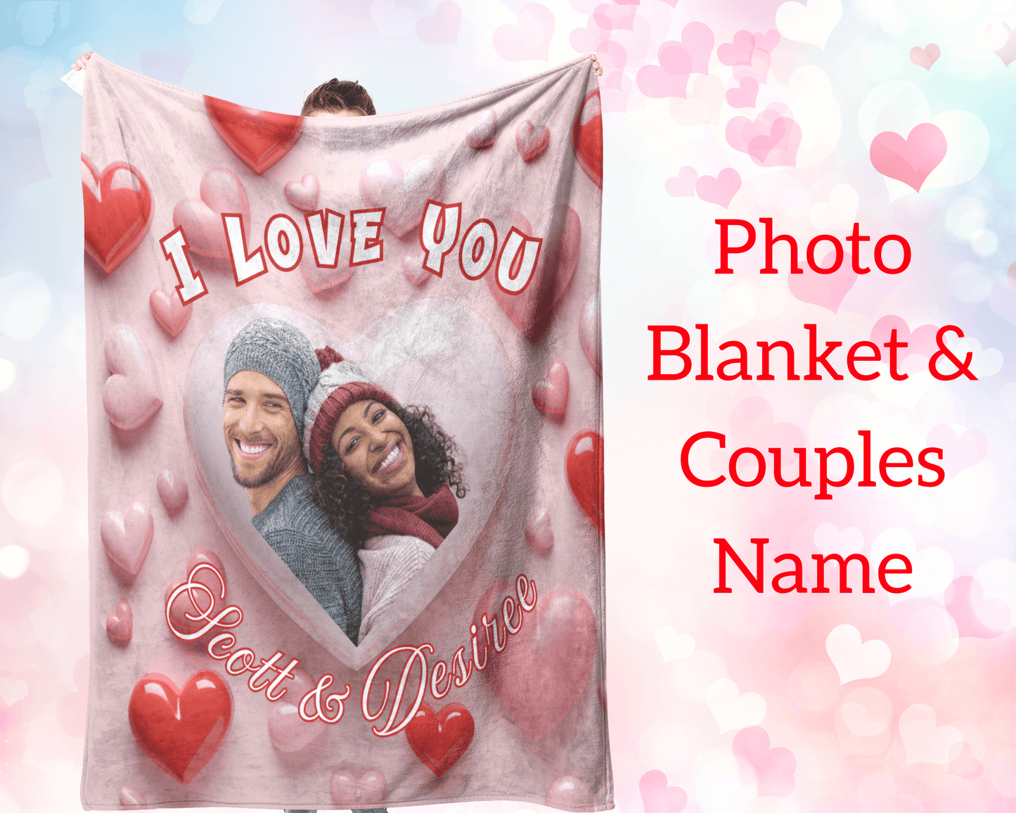 Custom Photo & Couples Name Love Blanket