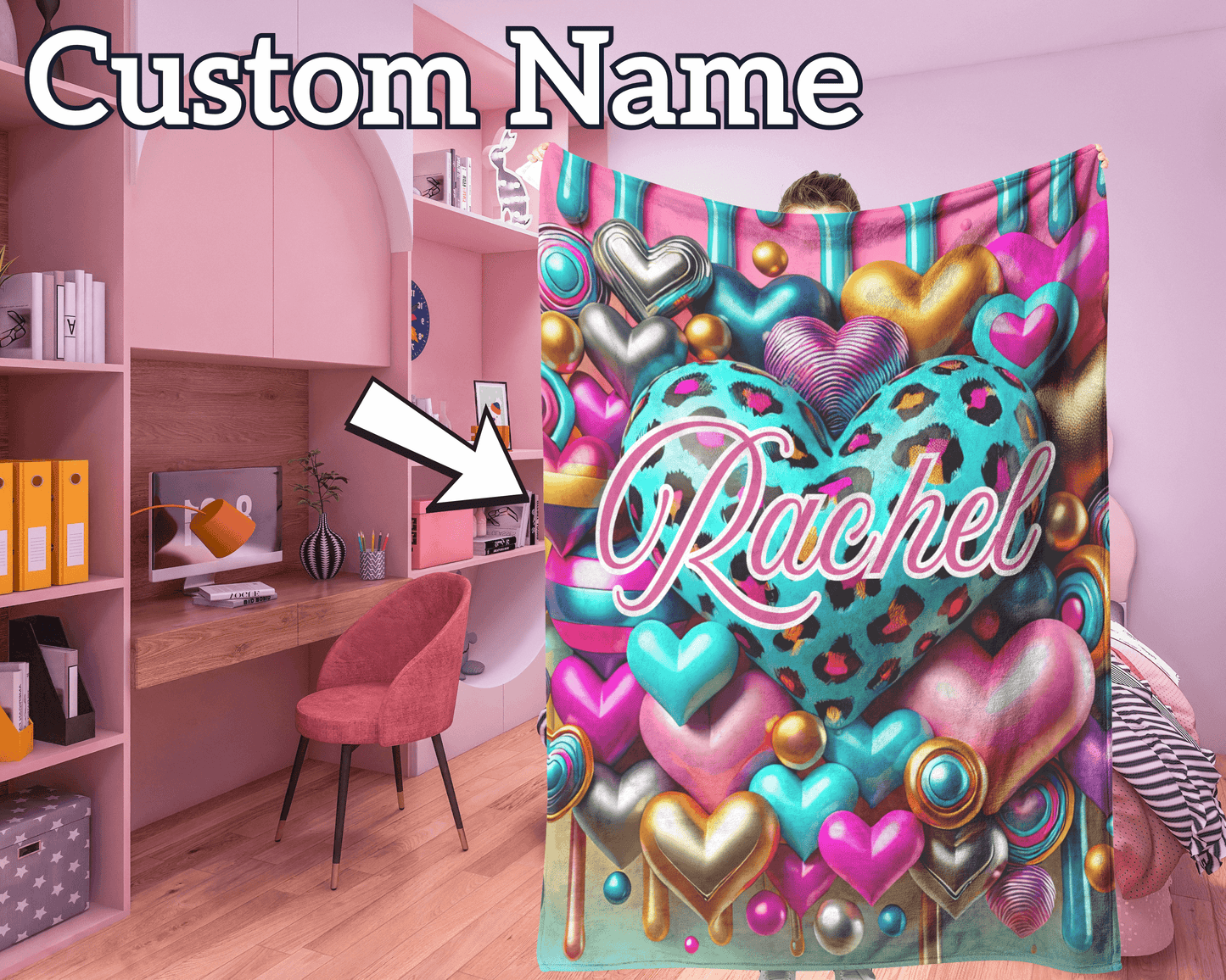 Custom Name Heart Blanket