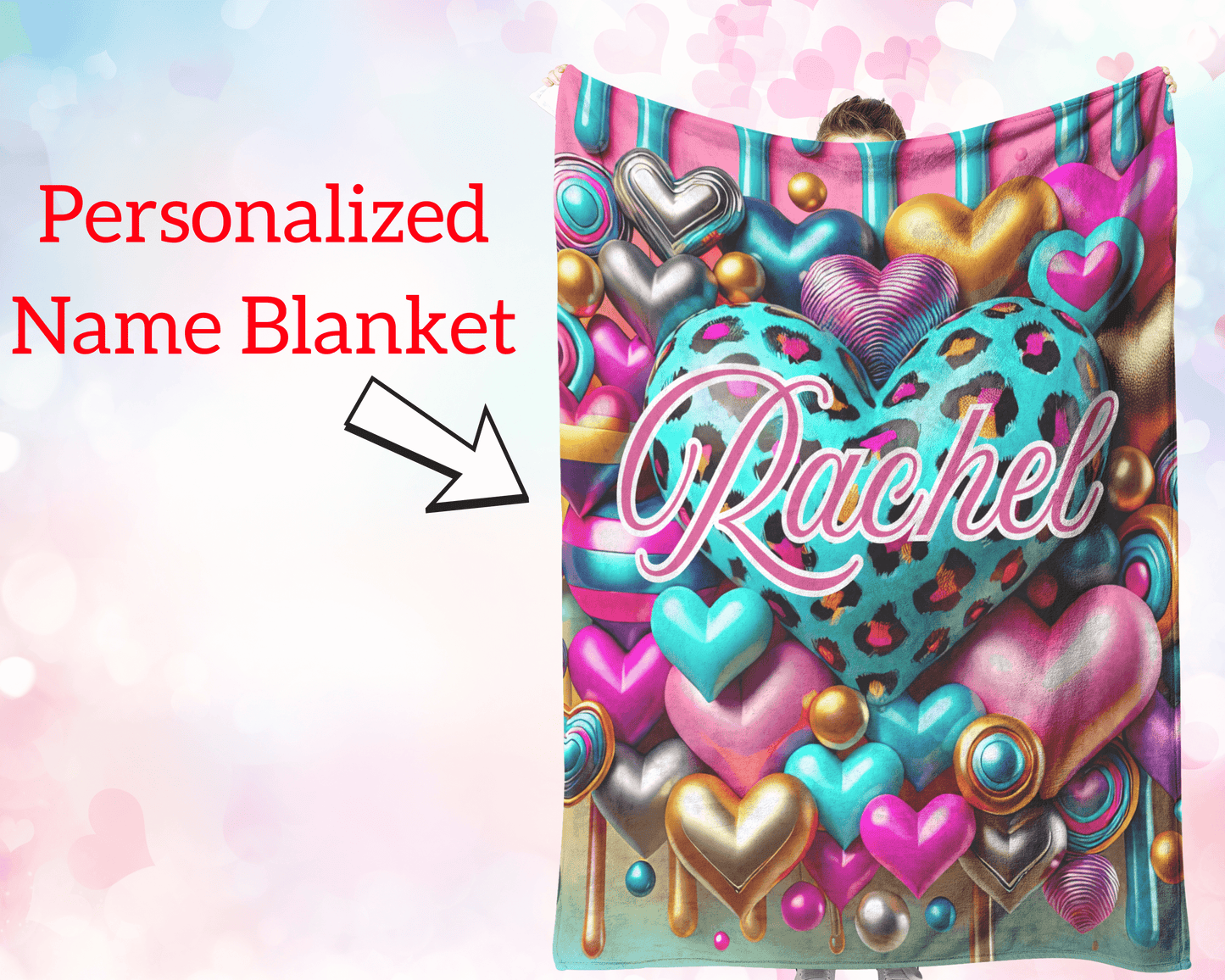 Custom Name Heart Blanket