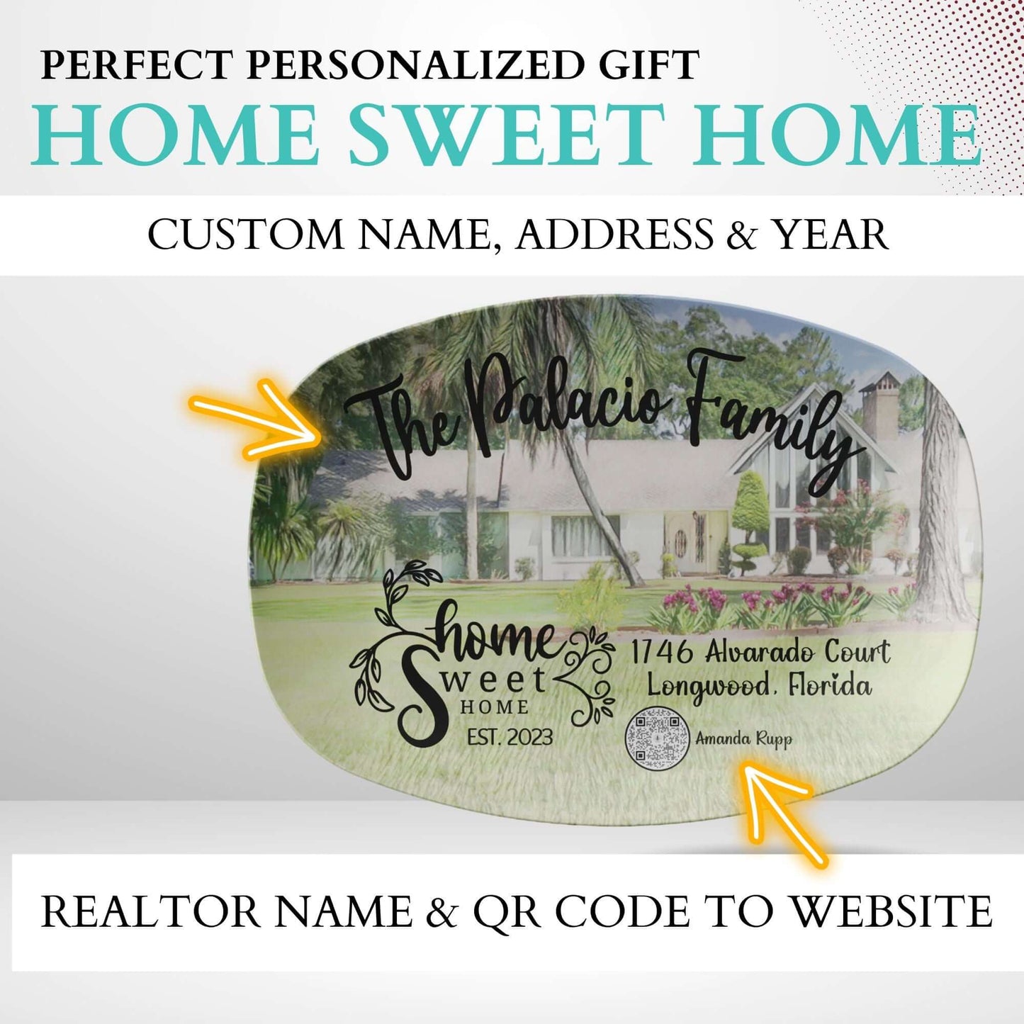 Custom House Color Photo Platter, Housewarming Gift