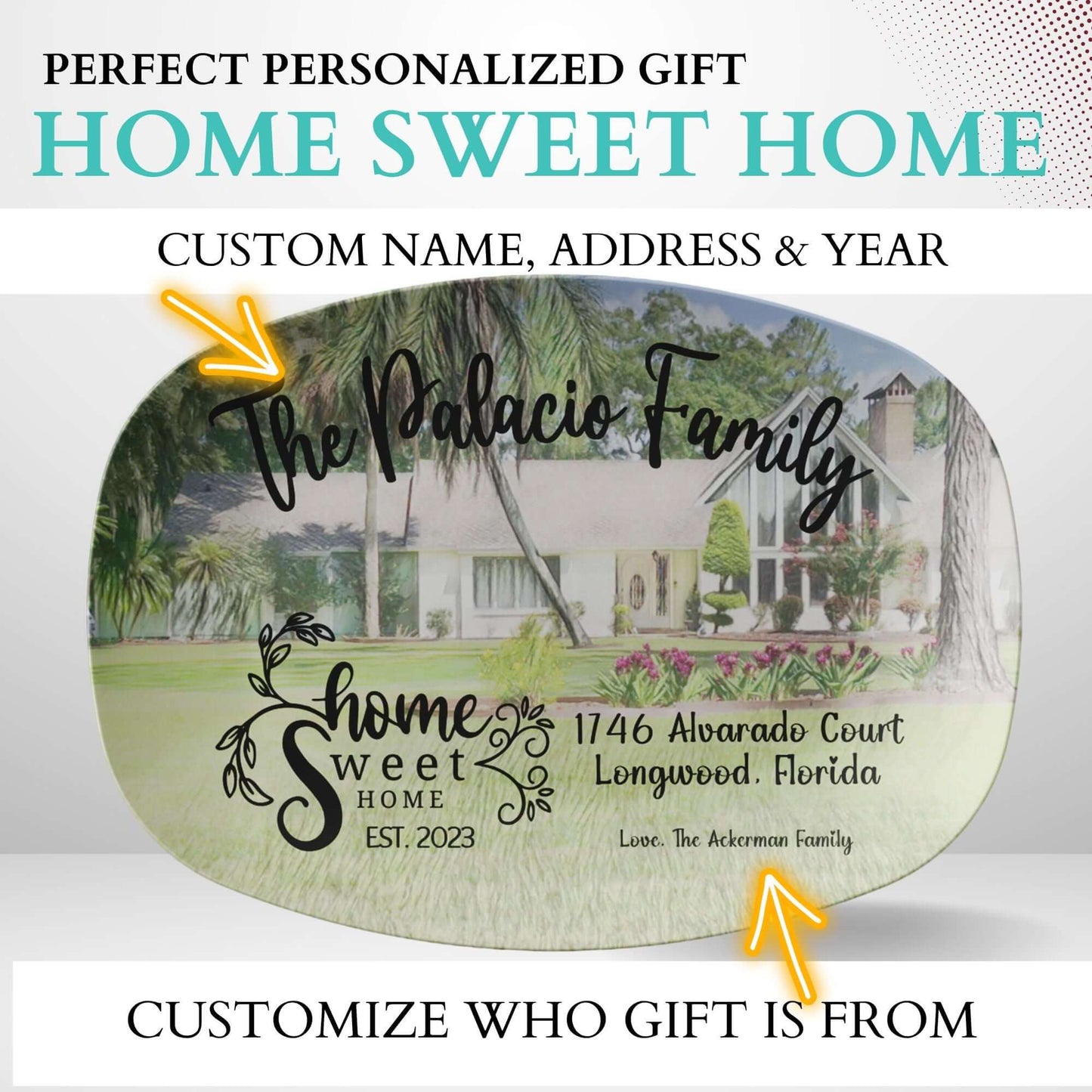 Custom House Color Photo Platter, Housewarming Gift