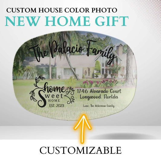 Custom House Color Photo Platter, Housewarming Gift