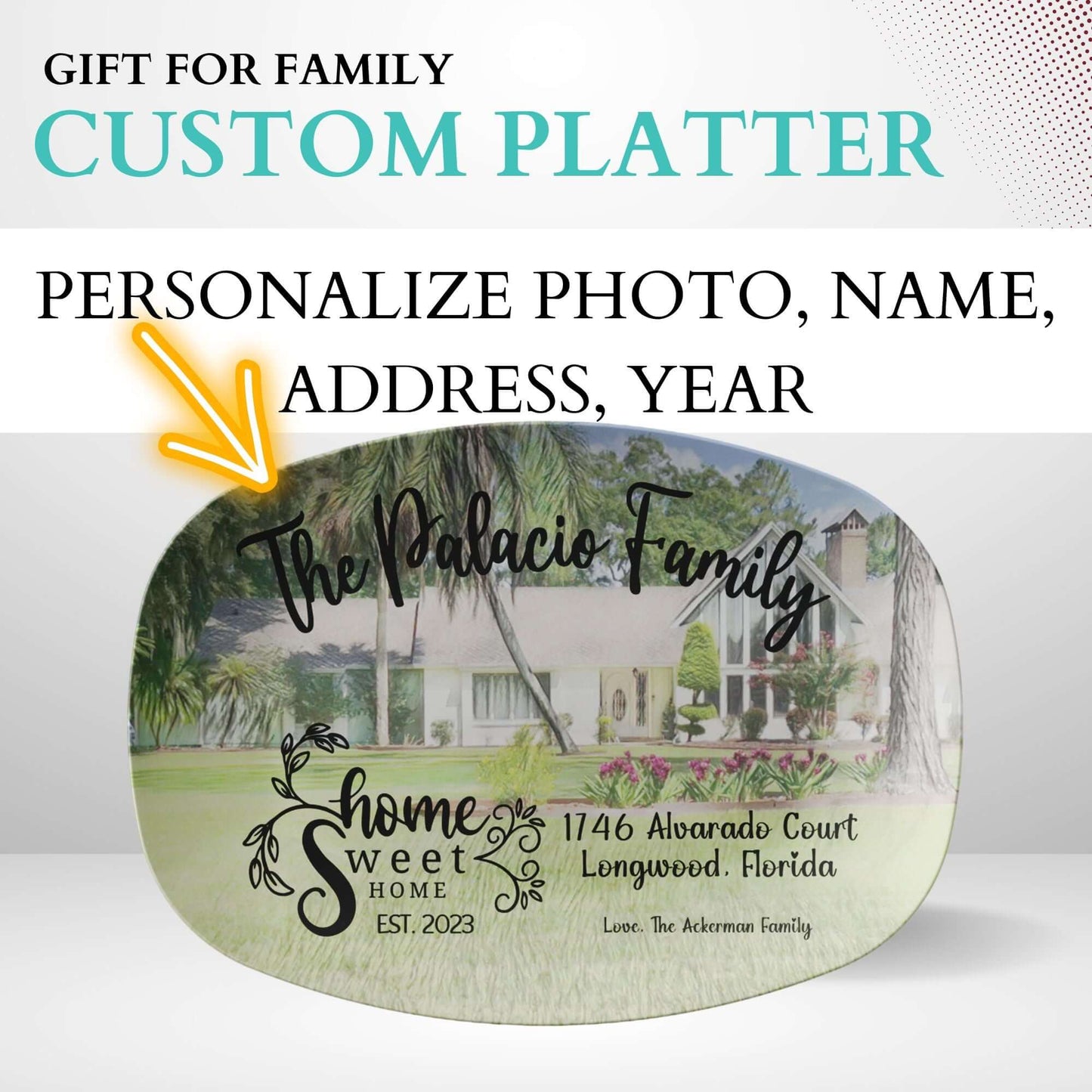 Custom House Color Photo Platter, Housewarming Gift