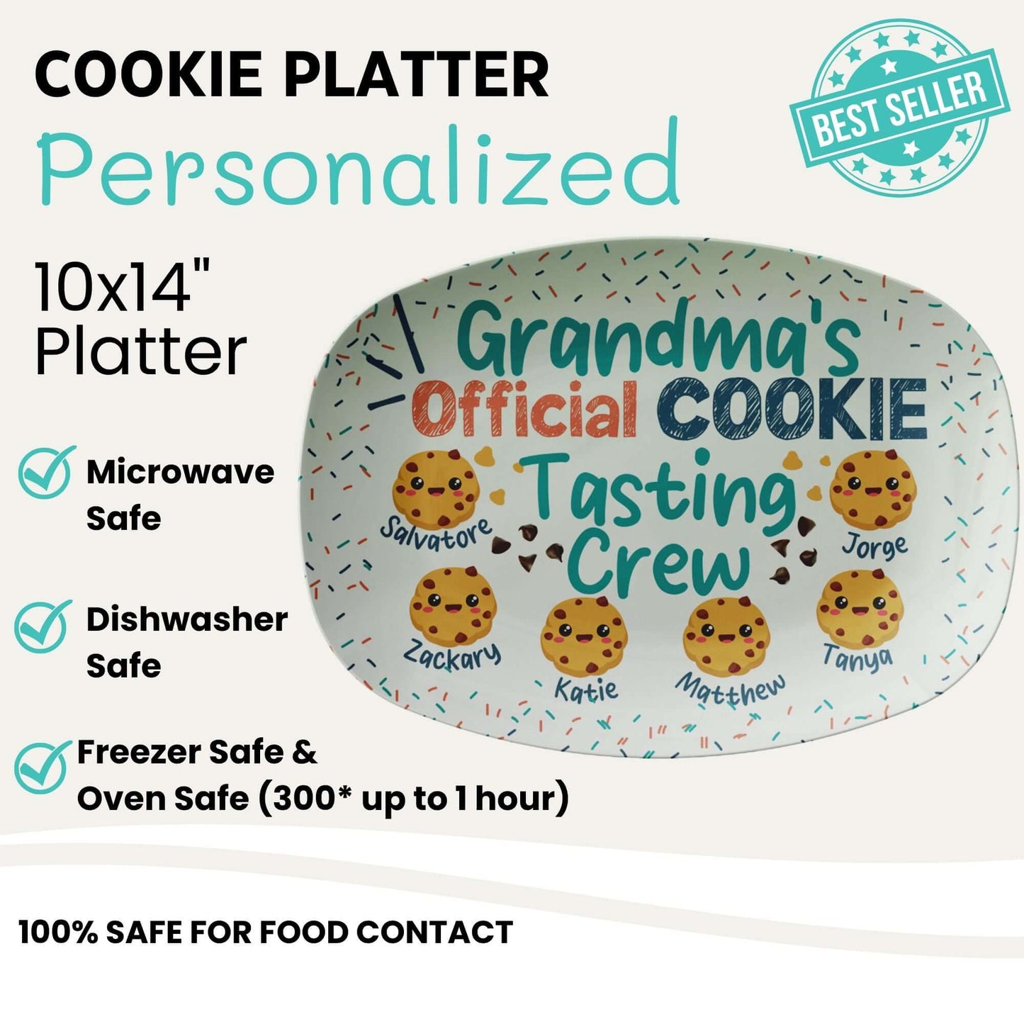 Personalized Cookie Platter With Kids Names - Cookie Plate, Custom Cookie Tray