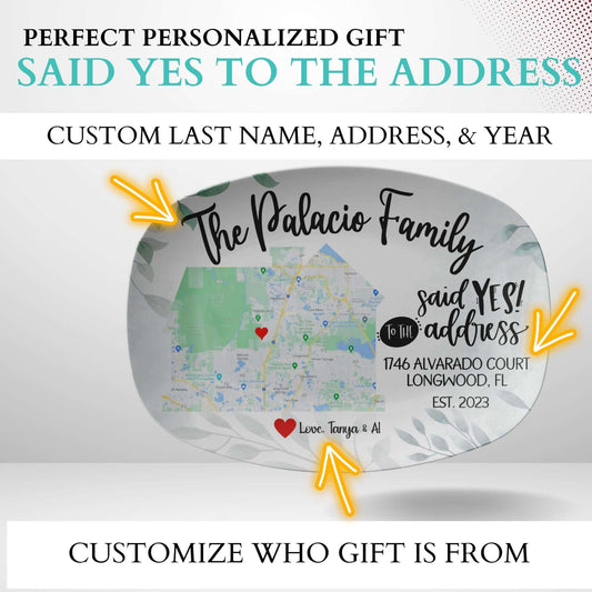 Personalized Custom Home Map New Home Platter Gift