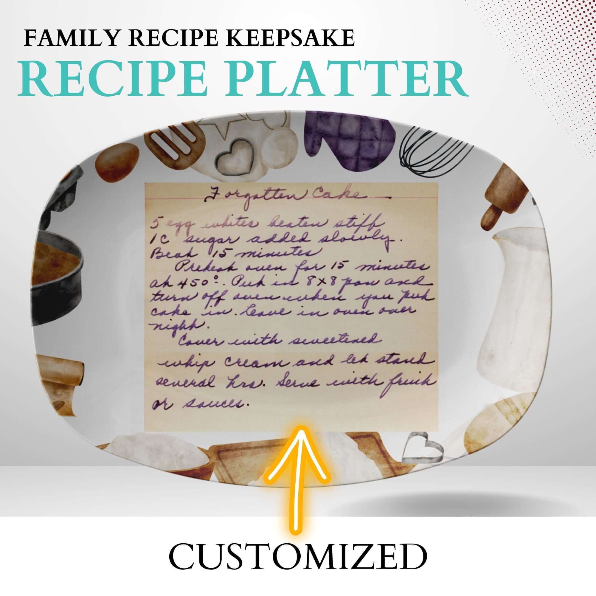 Mother's Day Gift for high quality Mom, Mother Gift Handwritten Recipe Platter - Your favorite recipe in handwriting on a keepsake serving platter