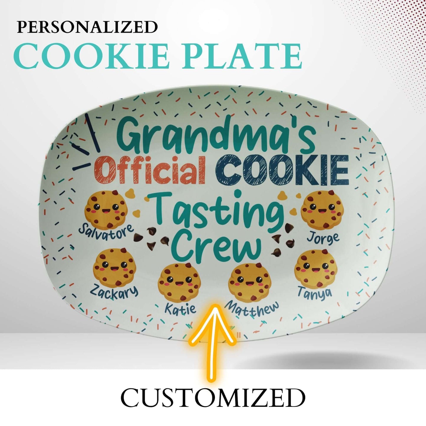 Personalized Cookie Platter With Kids Names - Cookie Plate, Custom Cookie Tray