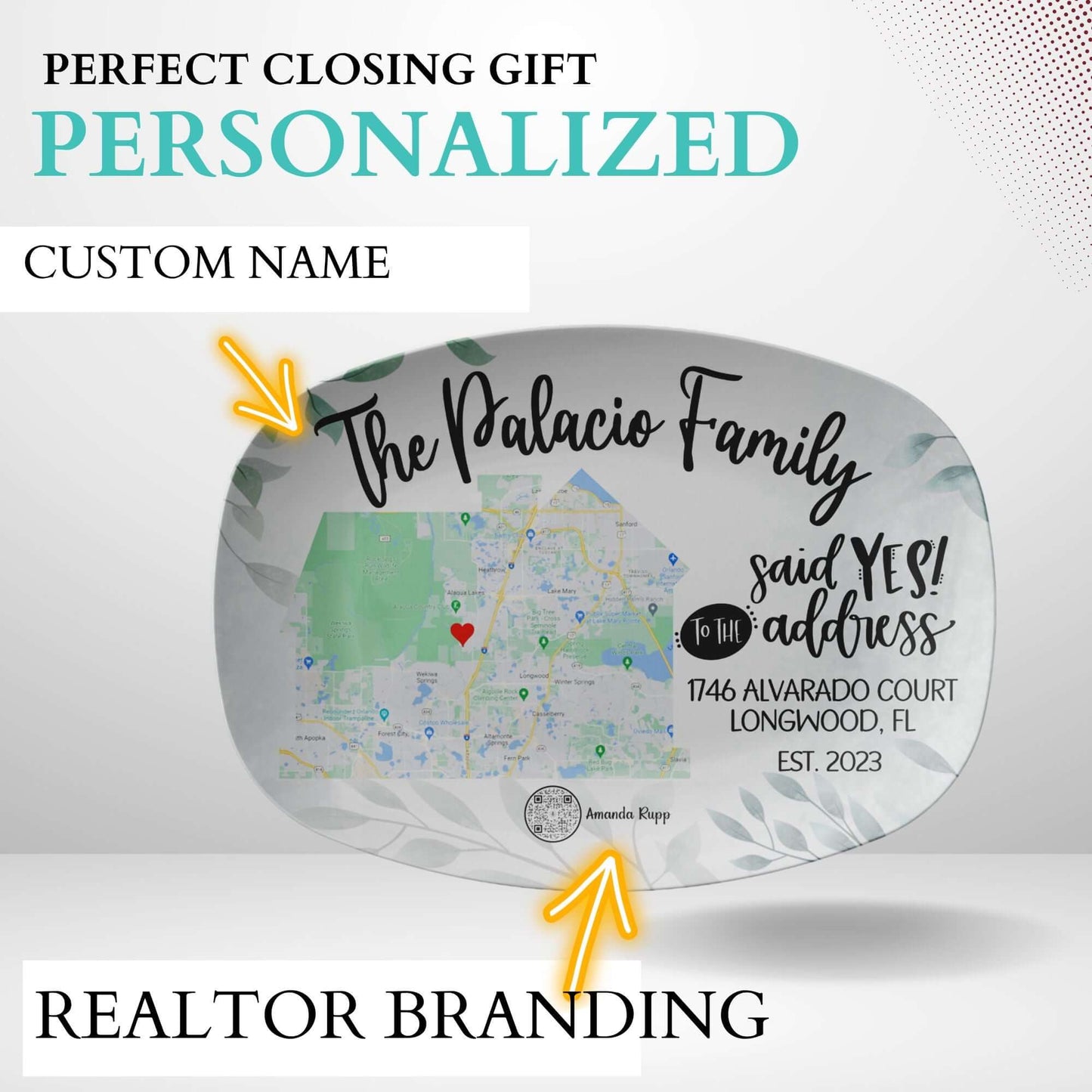 Personalized Custom Home Map New Home Platter Gift