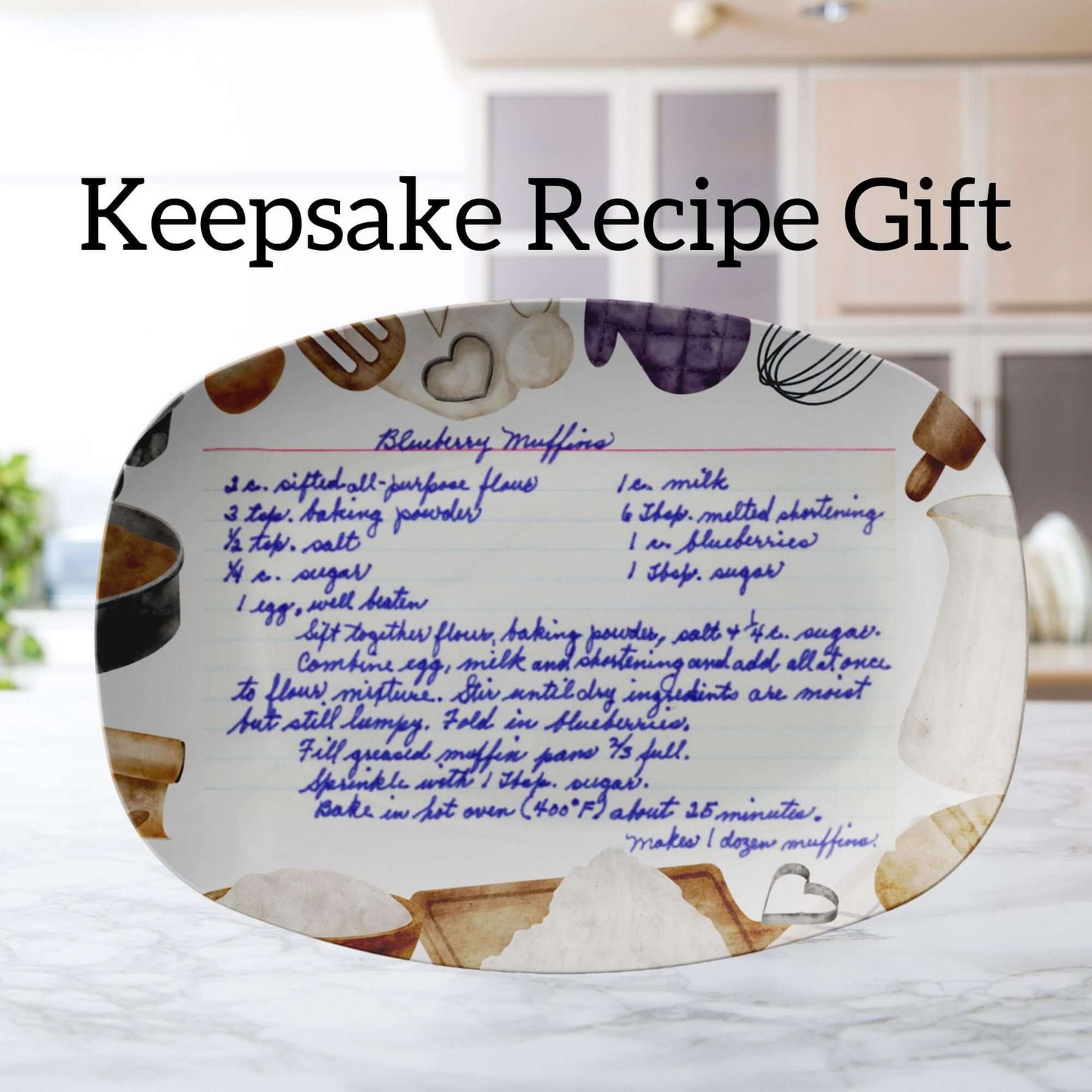 Custom Handwriting Recipe Platter, Family Recipe Keepsake