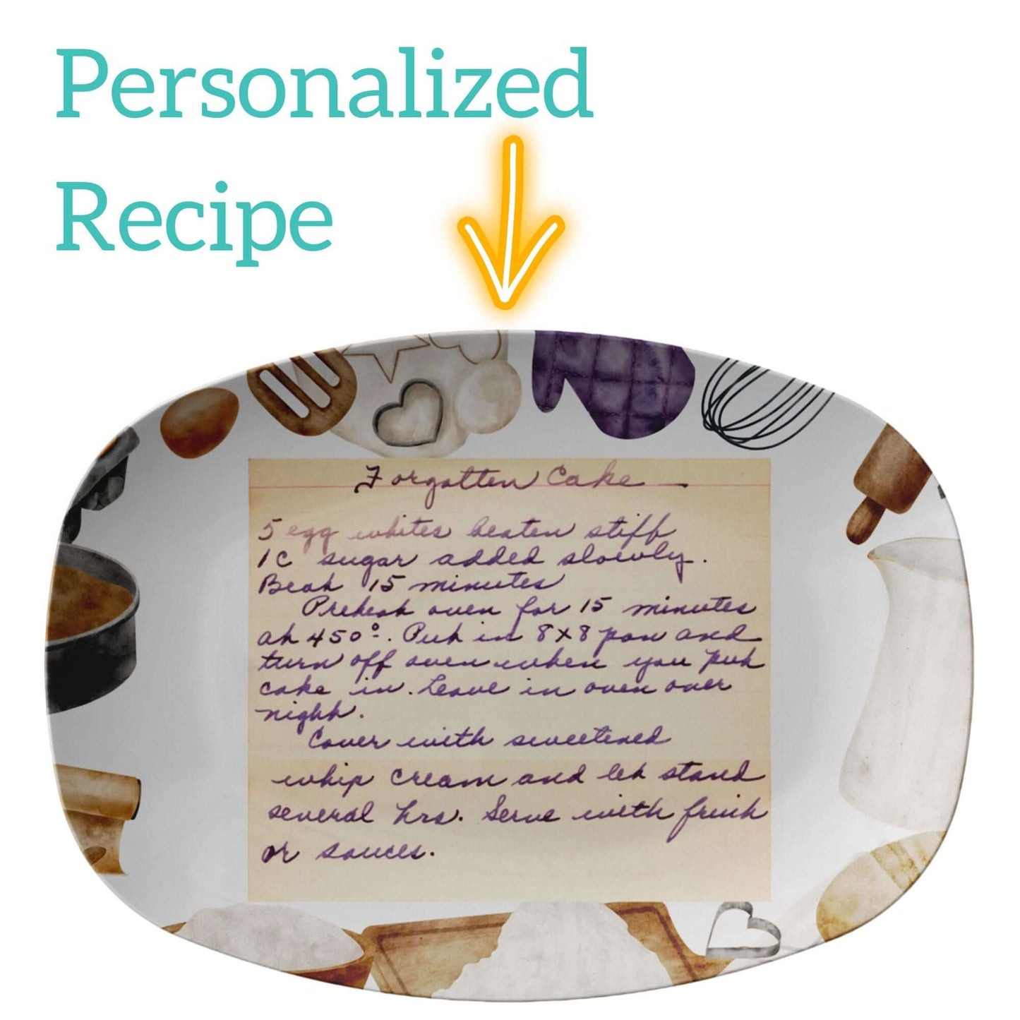 Custom Handwriting Recipe Platter, Family Recipe Keepsake