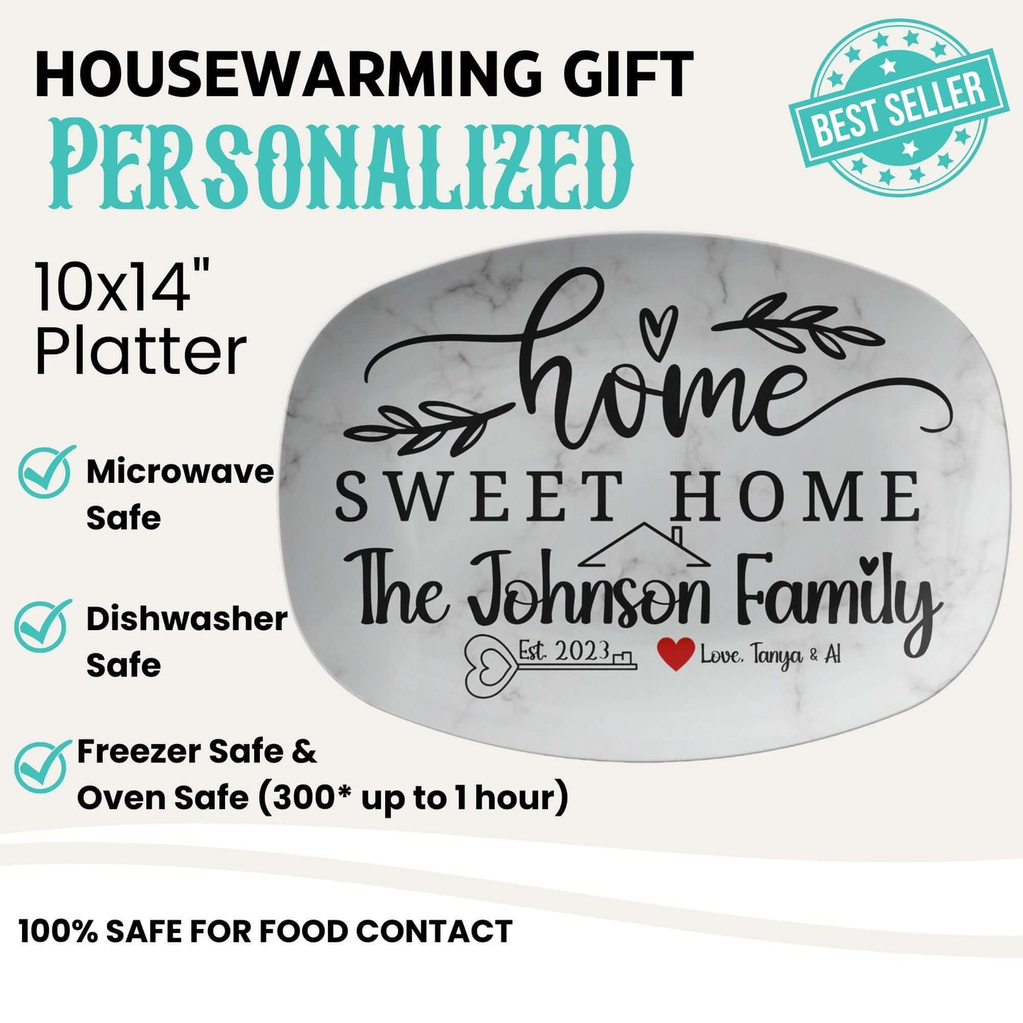 Personalized Home Sweet Home Gift Custom Serving Tray Platter Plate