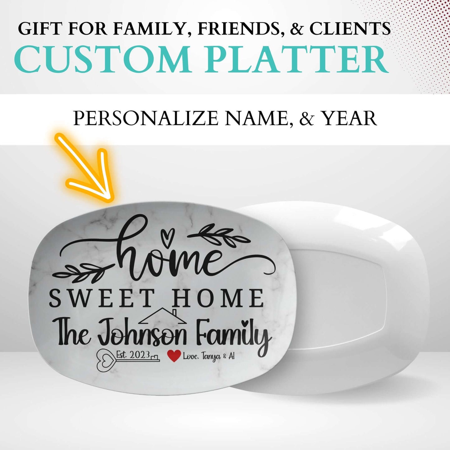 Personalized Home Sweet Home Gift Custom Serving Tray Platter Plate