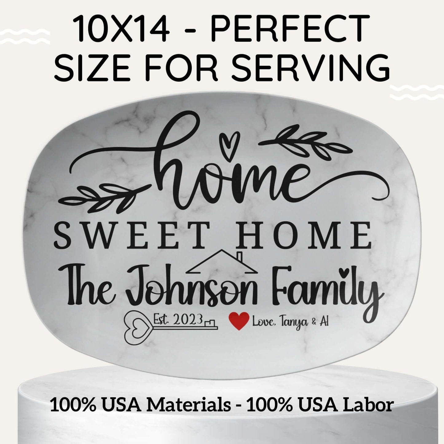 Personalized Home Sweet Home Gift Custom Serving Tray Platter Plate