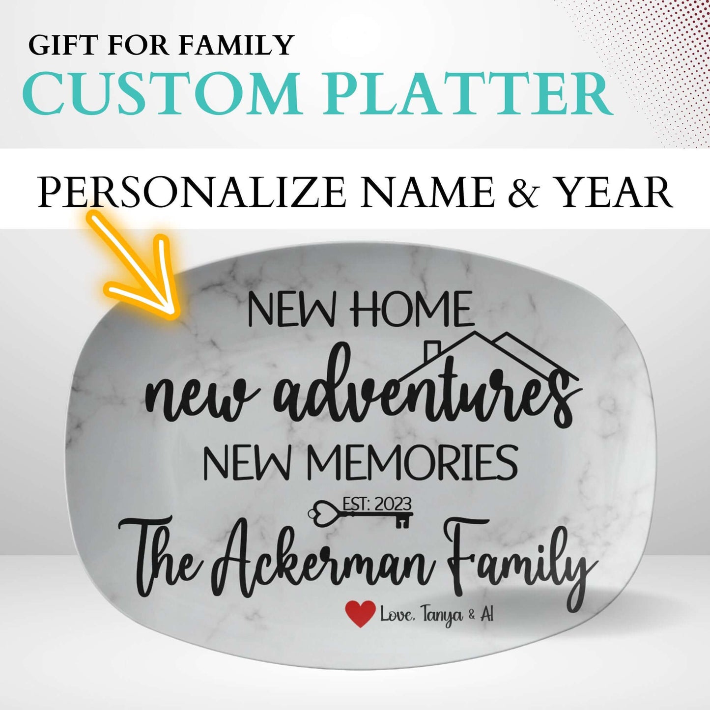 New Home New Adventures Housewarming Personalized Serving Platter
