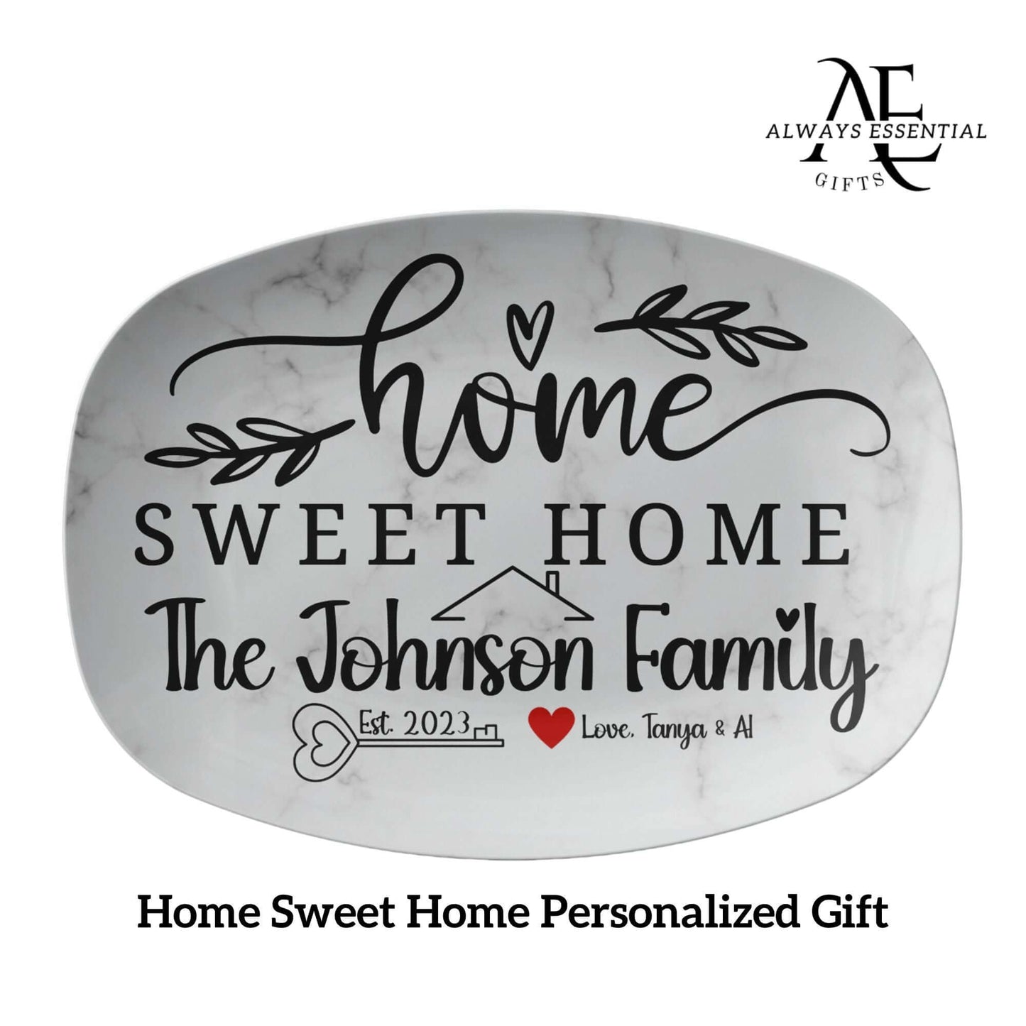 Personalized Home Sweet Home Gift Custom Serving Tray Platter Plate