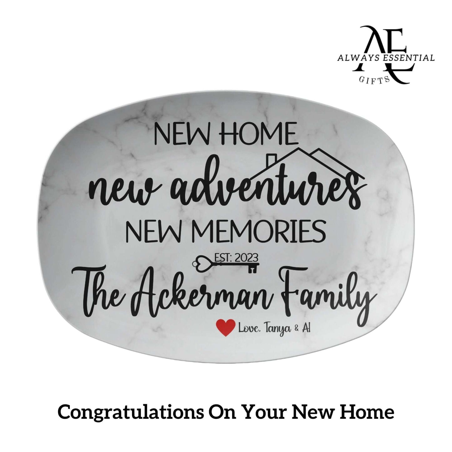 New Home New Adventures Housewarming Personalized Serving Platter
